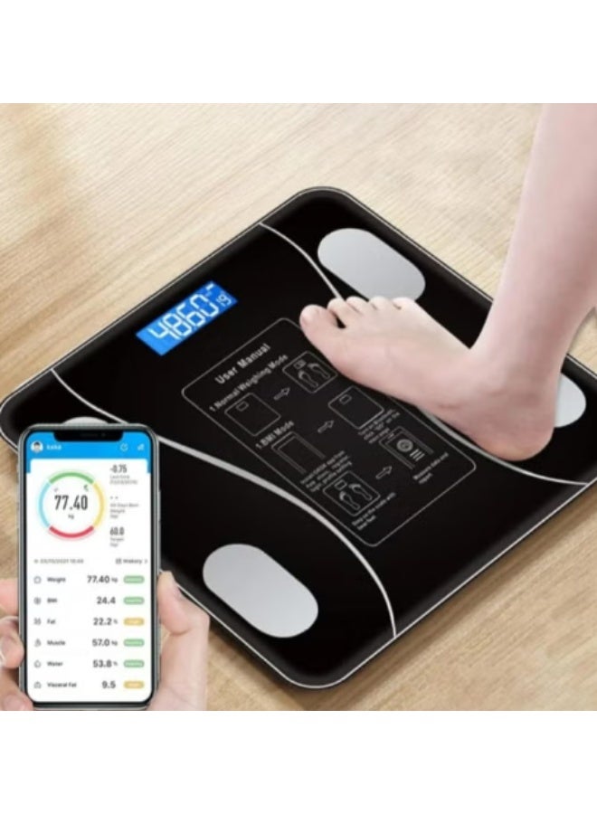 Denx Smart Weight Scale Body Fat Scale Bluetooth Smart Body Weight Scale Wireless Digital Bathroom Scale with Smartphone App (Black) - Image 2